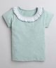 Aww Hunnie Short Sleeves Neck Line Lace Detailed Self Designed Top - Green