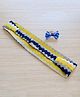 Pretty Ponytails Striped Zig Zag Stretchable Headband And Adjustable Finger Ring Set - Blue White And Yellow