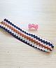 Pretty Ponytails Striped Zig Zag Stretchable Headband And Adjustable Finger Ring Set - Peach Brown Pink White And Blue