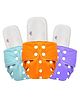 Mylo Baby Freesize Adjustable Cloth Diapers with 3 Free Insert Oeko Tex Certified Pack of 3 - Blue Orange Purple