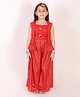 M'andy Sleeveless Gota Embellished Crop Top With Sleeveless Floral Foil Printed Jacket And Flared Palazzo - Red
