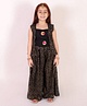 M'andy Sleeveless Gota Embellished Crop Top With Sleeveless Floral Foil Printed Jacket And Flared Palazzo - Black