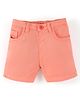Babyhug Cotton Mid Thigh Length Solid Shorts With Stretch- Coral