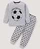 BLUSHES Full Sleeves Sports Theme Football Printed Night Suit - Grey Melange