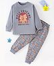 BLUSHES Full Sleeves Best Friends Teddy Bear Printed Night Suit - Grey