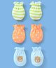 Babyhug 100% Cotton Knit Striped Mittens Pack of 3 - Orange Green & Blue