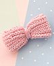 Bobbles & Scallops Cable Knit Crochet Design Bow Hair Clip - Light Pink