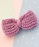 Bobbles & Scallops Cable Knit Crochet Design Bow Hair Clip - Purple