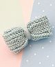 Bobbles & Scallops Cable Knit Crochet Design Bow Hair Clip - Light Blue