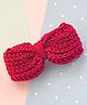 Bobbles & Scallops Cable Knit Crochet Design Bow Hair Clip - Maroon