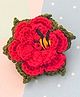Bobbles & Scallops Crochet Flower With Embroidered Honey Bee Hair Clip - Red