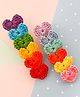 Bobbles & Scallops Set Of 2 Rainbow Coloured Crochet Hearts Hair Clip - Multi Colour