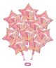 AMFIN Star Shaped Foil Balloon with Ribbon Pink - Pack of 10
