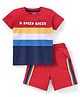 Babyhug 100% Cotton Half sleeves T-Shirt and Shorts Set Striped - Red