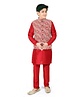 CAVIO Full Sleeves  Solid Kurta Pajama & Floral Motif Embroidered Jacket Set - Maroon