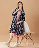 Pspeaches Sleeveless Leheriya Design Dress With Full Sleeves Floral Printed Long Shrug - Blue