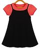 Plum Tree Short Sleeves Solid Dress With Unicorn Printed Inner Tee - Peach Black
