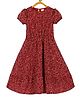 Plum Tree Puffed Sleeves Floral Printed Maxi Dress - Red