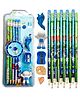 Negocio Shiny Space Theme Wood Thick Strong Pencils and Erasers Set Colour May Vary