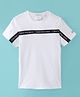 Calvin Klein Cotton Half Sleeves Text Embroidered Slim Fit T-Shirt  - White