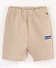 Calvin Klein Organic Cotton Knit Mid Thigh Shorts Logo Print - Beige
