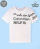 Calvin Klein Cotton Half Sleeves Text Printed Slim Fit T-Shirt  - White