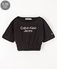 Calvin Klein Cotton Knit Half Sleeves Slim Fit T-Shirt  Branding Logo Print - Black