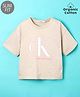 Calvin Klein Organic Cotton Half Sleeves Slim Fit T-Shirt  Logo Print- Beige