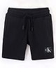 Calvin Klein Organic Cotton Knit Knee Length Shorts Logo Patch - Black