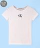 Calvin Klein Oragnic Cotton Half Sleeves Slim Fit T-Shirt  Logo Print - White
