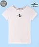 Calvin Klein Oragnic Cotton Half Sleeves Slim Fit T-Shirt  Logo Print - White