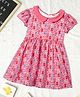 Zion Short Sleeves Bunny Printed Fit & Flared Dress - Peach