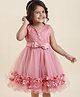 Mark & Mia Sleeveless Knee Length Embroidered Party Frock with Corsage - Pink