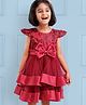 Mark & Mia Cap Sleeves Knee Length Embroidered Party Frock - Maroon