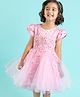Mark & Mia Cotton Cap Sleeve Party Dress with Floral Corsage & Embroidery - Pink
