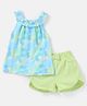 Babyhug 100% Cotton Sleeveless Top and Shorts Set Floral Print - Green & Blue