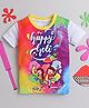 The Magic Wand Holi Theme Half Sleeves Happy Holi Colours Art Printed Tee - White