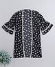 The Magic Wand Three Fourth Sleeves Floral Printed Lace Detailed Long Cape - Black
