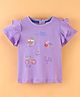 ToffyHouse Single Jersey Half Sleeves Top With Paris Theme Print - Lavender