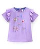 ToffyHouse 100% Cotton Half Sleeves Paris Printed Top -  Lavender