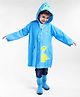 Babyhug Full Sleeves Hooded Raincoat Dino Print - Blue