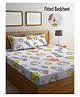 FABINALIV Kids Elastic Double Bedsheet with 2 Pillow Covers 210 TC Polycotton Cartoon  White