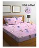 FABINALIV Kids Elastic Double Bedsheet with 2 Pillow Covers 210 TC Polycotton Cartoon  Pink