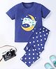 Funkrafts Half Sleeves Star Moon Cow Printed Pajama Set - Blue