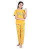 Funkrafts Half Sleeves Wild & Free Zebra Printed Tee & Pajama Set - Yellow