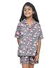 Funkrafts Half Sleeves Seamless Hot Air Balloon & Cloud Printed Coordinating Night Suit - Grey