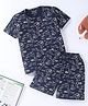 Funkrafts Half Sleeves Seamless Warf Woof Puppy Printed Tee With Coordinating Shorts - Black