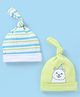 Babyhug 100% Cotton Cap Teddy & Stripes Print Blue & Green - Diameter 9.5 cm