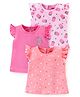 Babyhug 100% Cotton Frill Sleeves Tee With Popcorn & Dot Graphics Pack Of 3- Pink & Peach