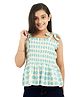 Olele Sleeveless Shoulder Strap Floral Block Printed Smocked Top - Off White